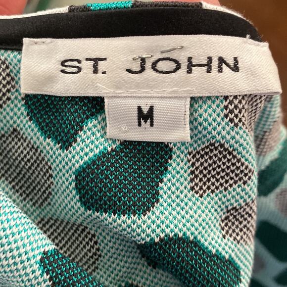 St. John Sleeveless Tank Top w/ Green & White Pebbled All Over Print EUC Sz M - Picture 5 of 9